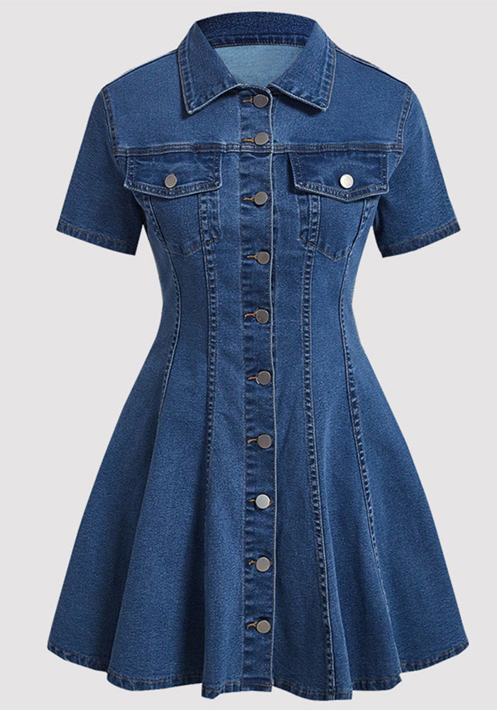 Women Denim Short Sleeve Dress