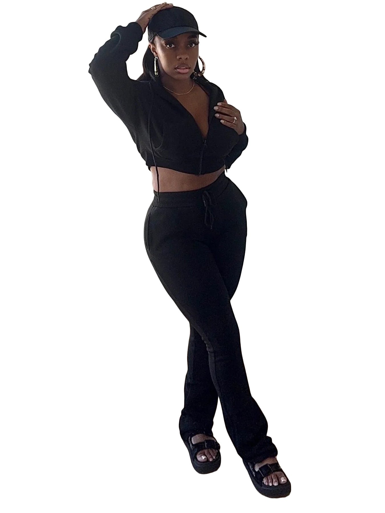 Women Hoodies and Bell Bottom Pants Two-Piece Set 22