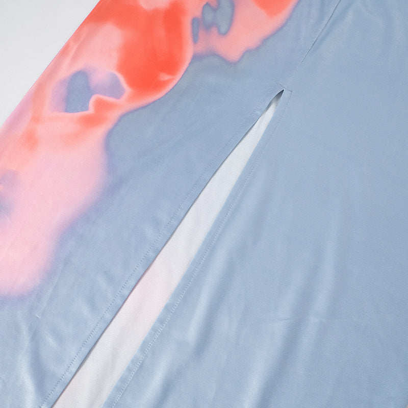 Women Summer Strapless Floral Print Slit Maxi Dress 12