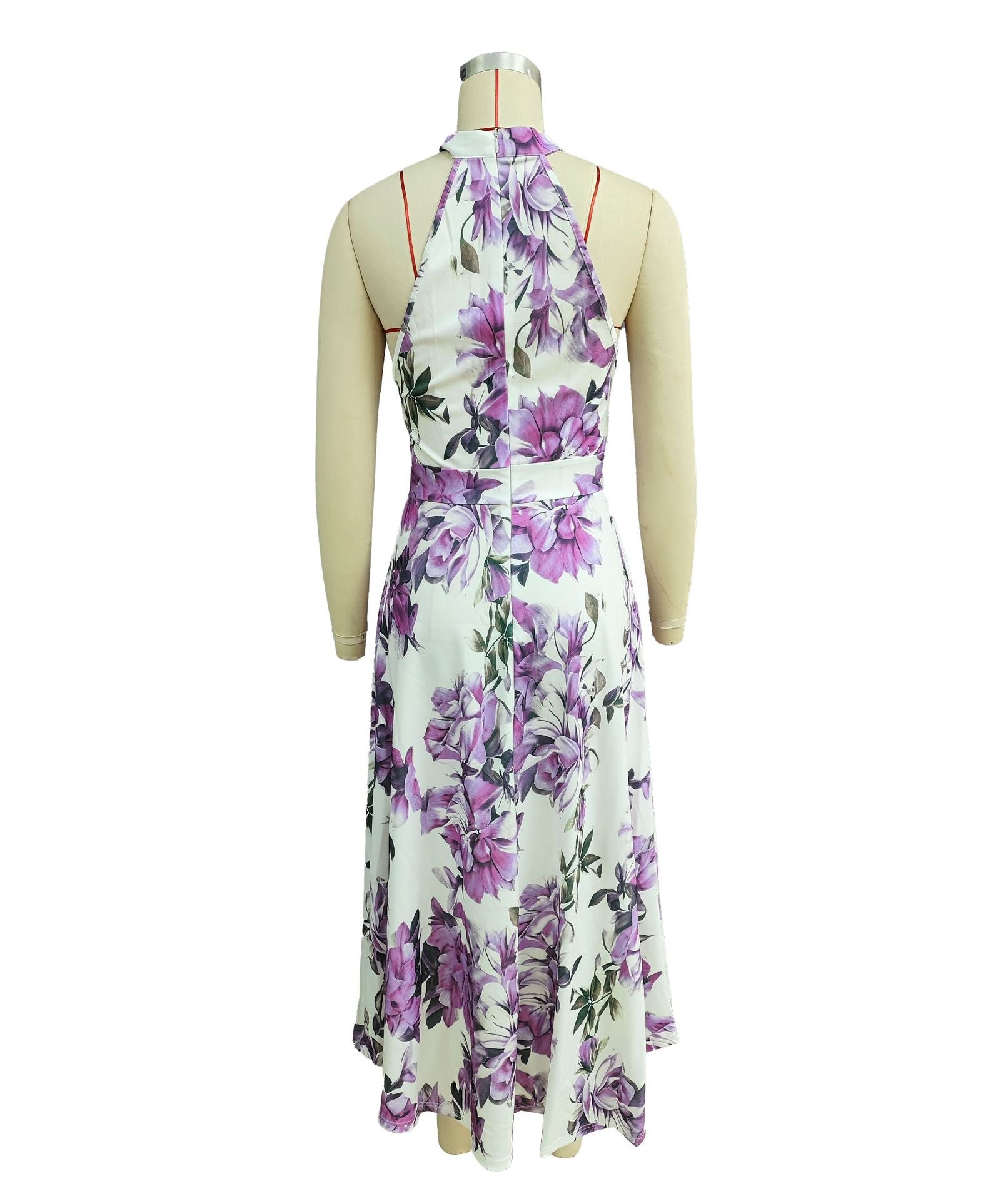 Women Holiday Halter Neck Printed Sleeveless Beach Dress 8