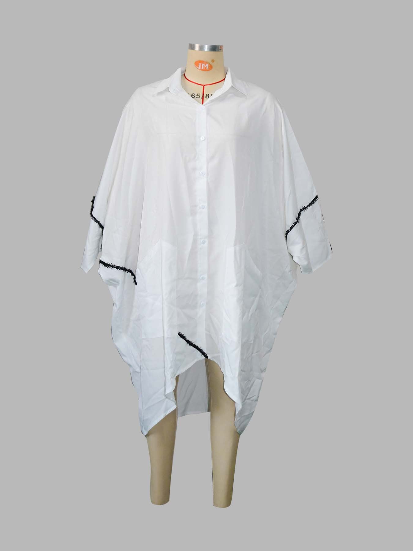 Women Casual Solid Long Sleeve Tassel Shirt Dress 7