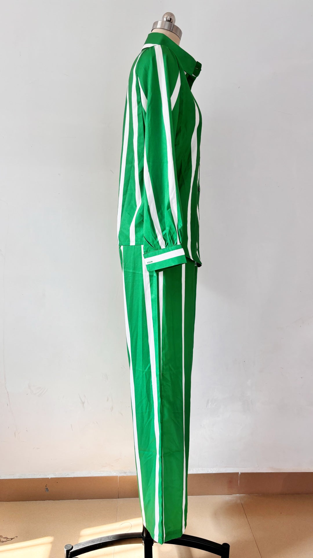 Fashion Casual Women's Spring And Autumn Striped Long Sleeve Shirt Loose Pants Women's Two-Piece Set 17