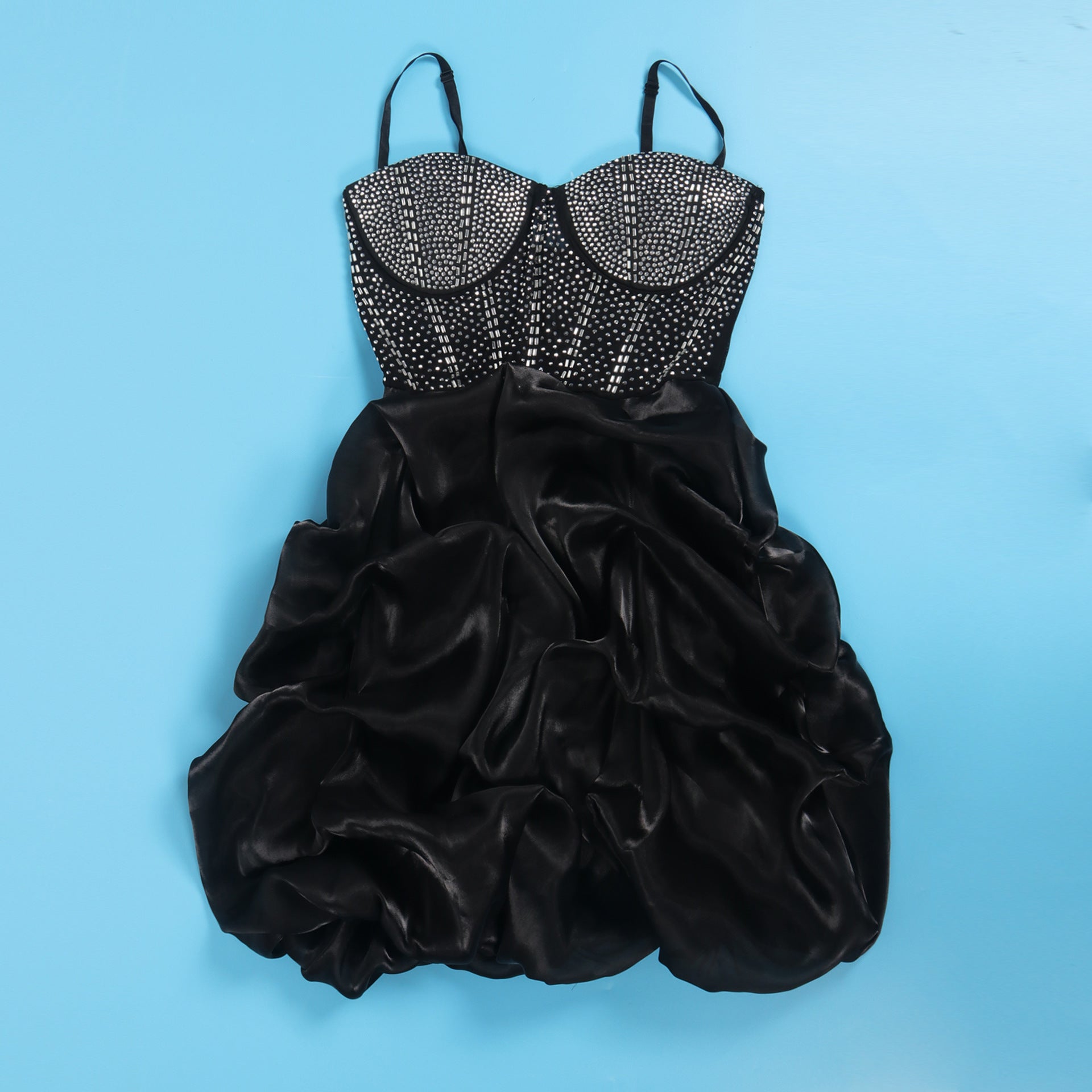 Women Sexy Beaded Stretch Camisole Cascading Ruffles Dress Tutu 60