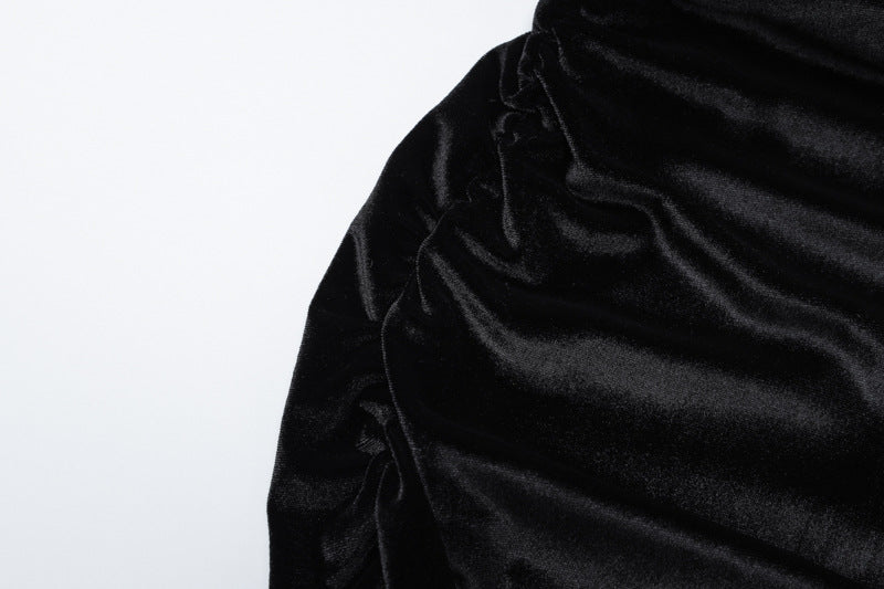 Women's Spring Fashion Sexy Slit Pleated Strapless Dress 13