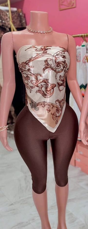 Fashion Women's Printed Strapless Sexy Two Piece Shorts Set 27