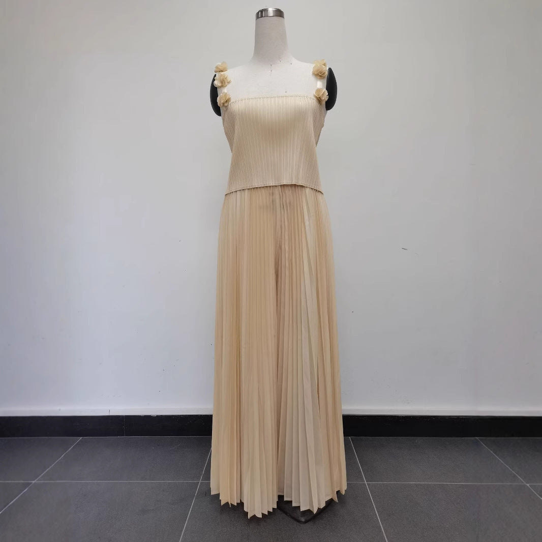 Plus Size Women Crop Top and pleated Skirt two-piece set