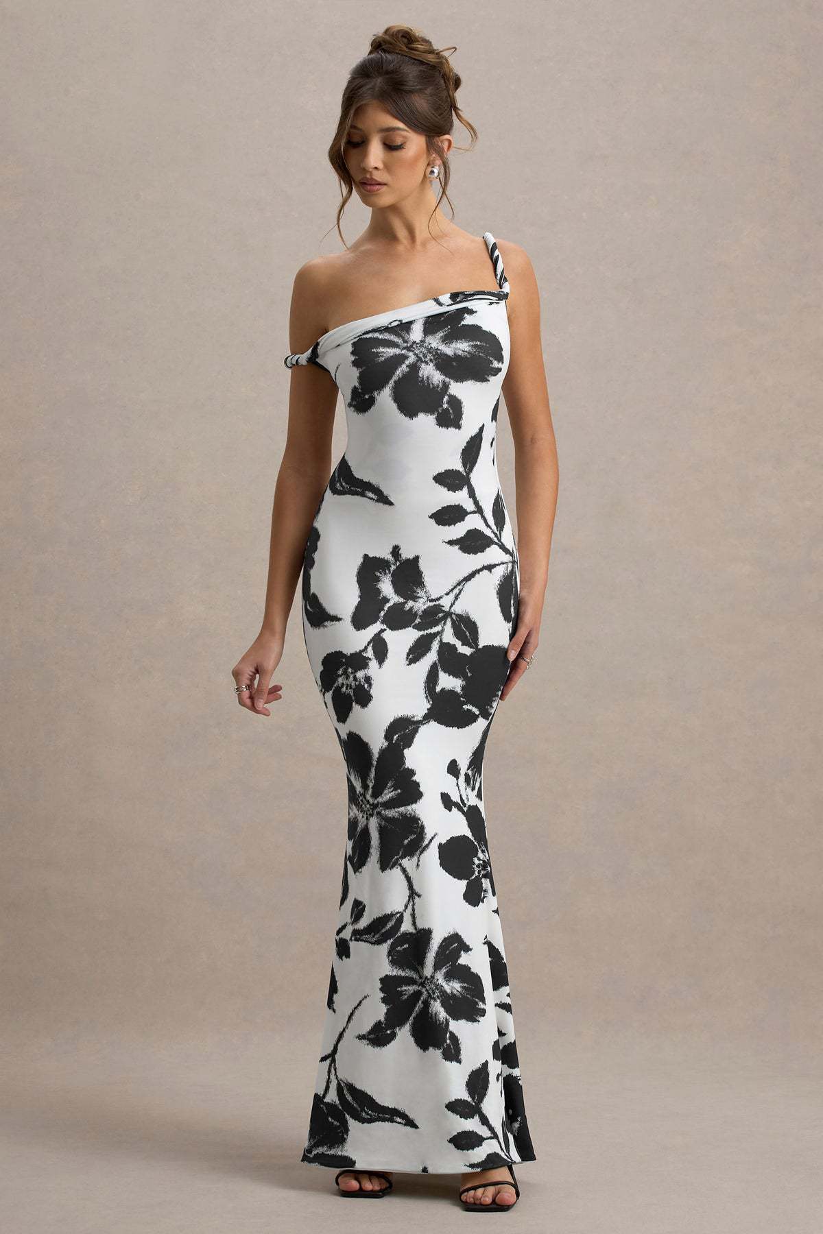 Women's Summer Off Shoulder Printed Bodycon Long Dress