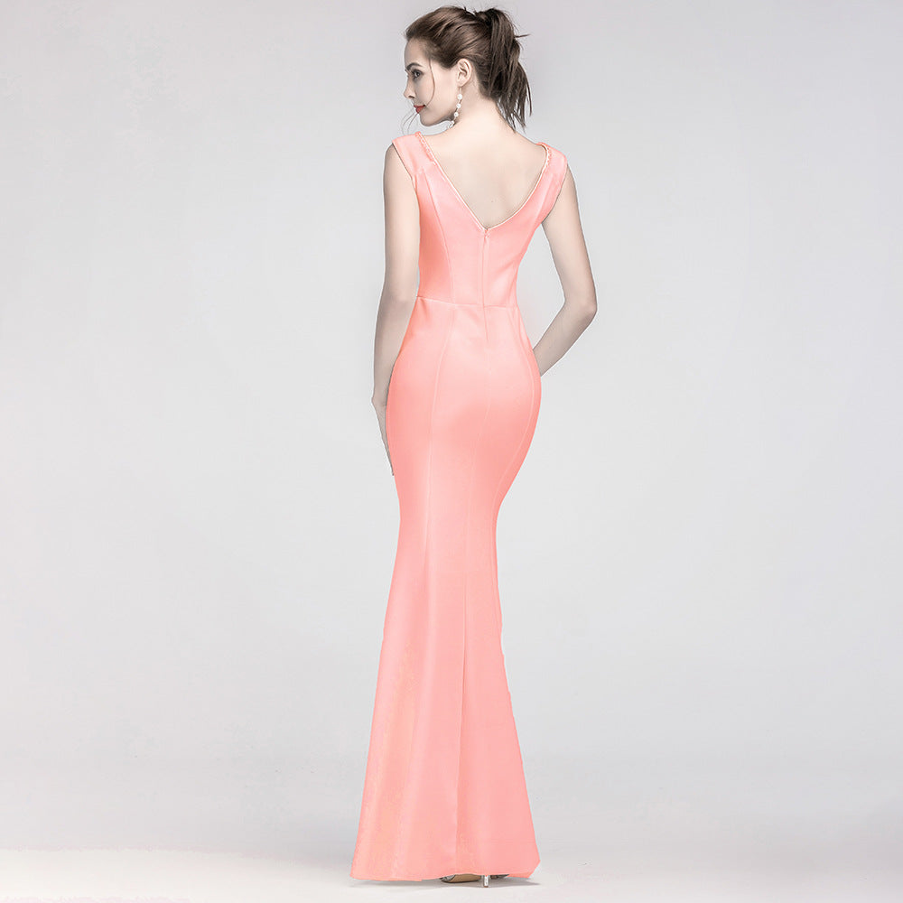 Women Elegant V Neck Slim Formal Party Maxi Mermaid Evening Dress 32