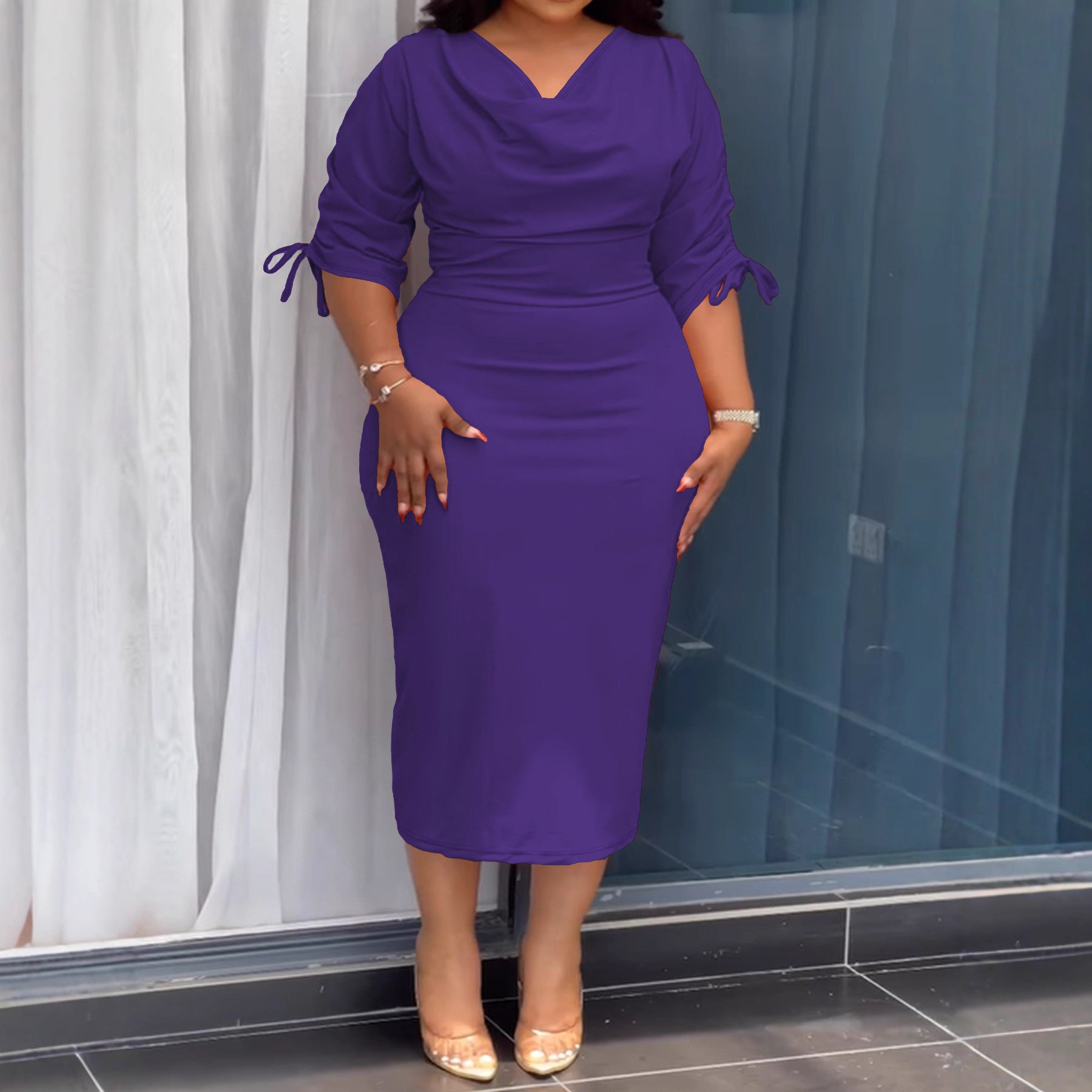 Summer Plus Size Women Strapless Slit Tassel Dress 5