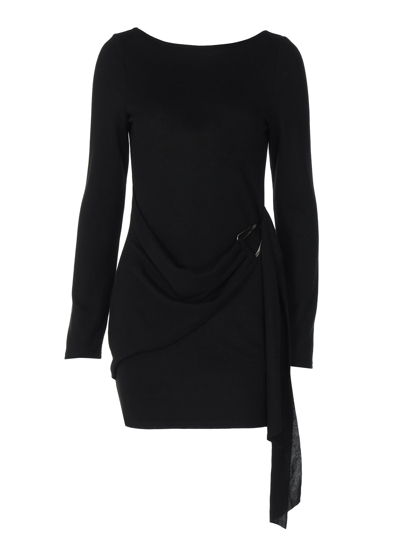 Women Autumn Sexy Solid Backless Long-Sleeved Ribbon Dress 8