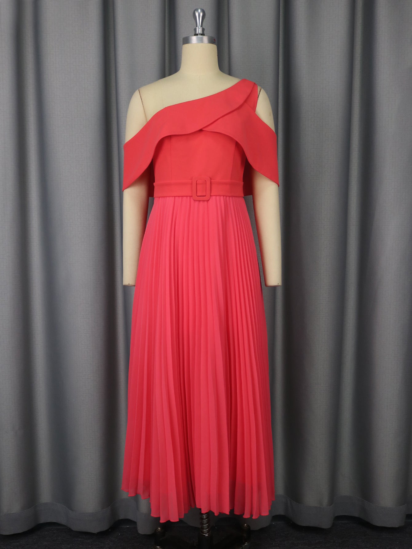 Women Sexy Off Shoulder Dinner Pleated Dress 4