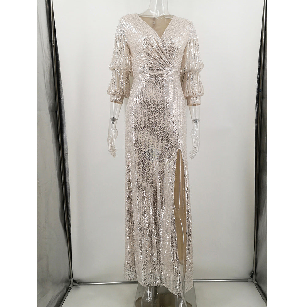 Women Sexy Vintage Green Sequin Dress 13