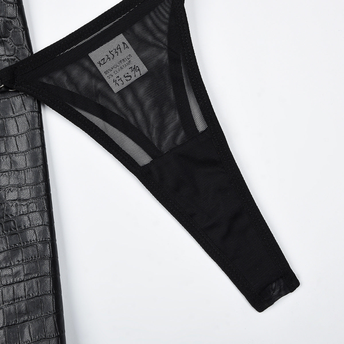 Women mesh Lace-Up crossover Halter Neck sexy lingerie two-piece set 14