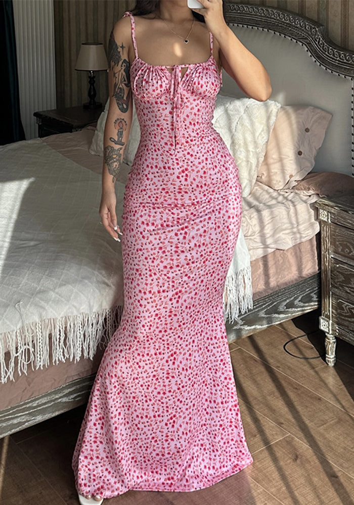 Women Spring Floral Suspender Dress