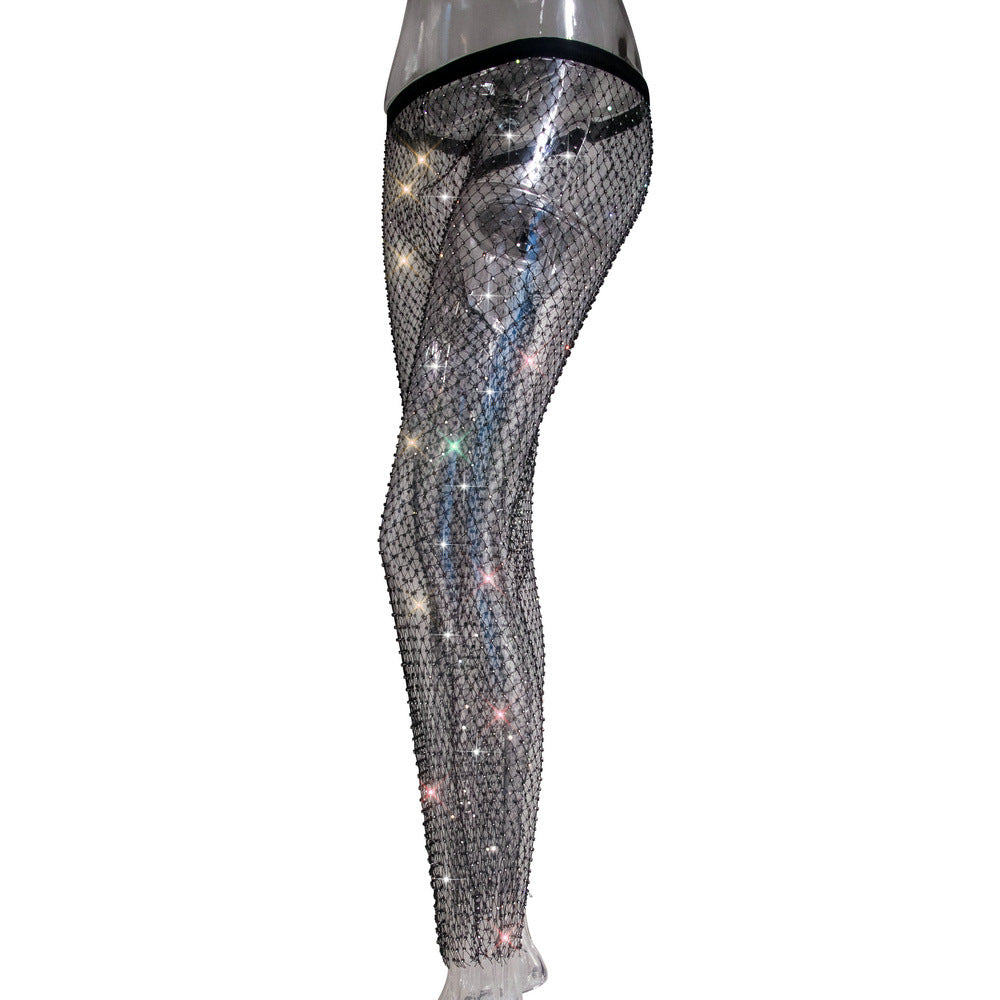 Women Sexy Rhinestone Fishnet Pants 64