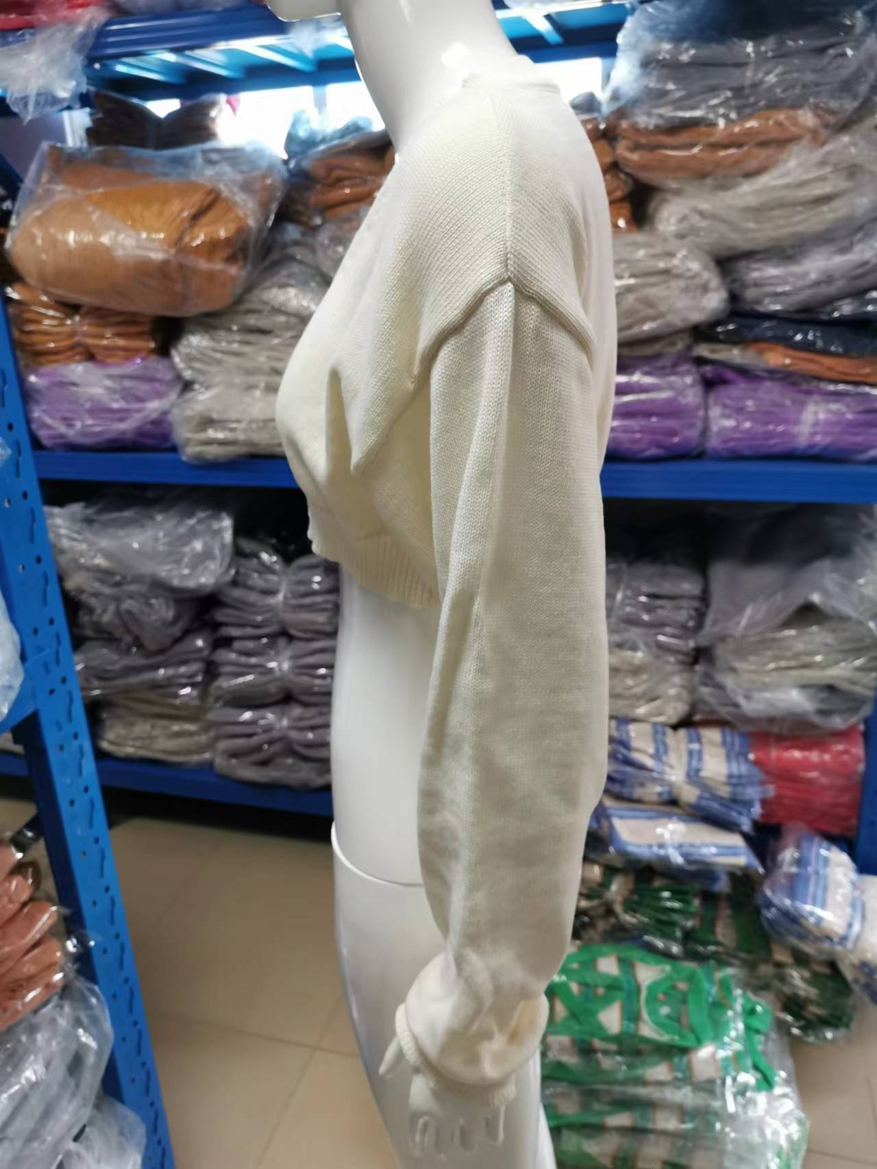 Women's Short Knitting Top Y2K Pullover V-Neck Crop Long Sleeve Top 10