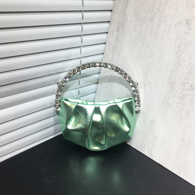 women's rhinestone clutch bag diamond pleated mini evening bag Messenger small bag 18