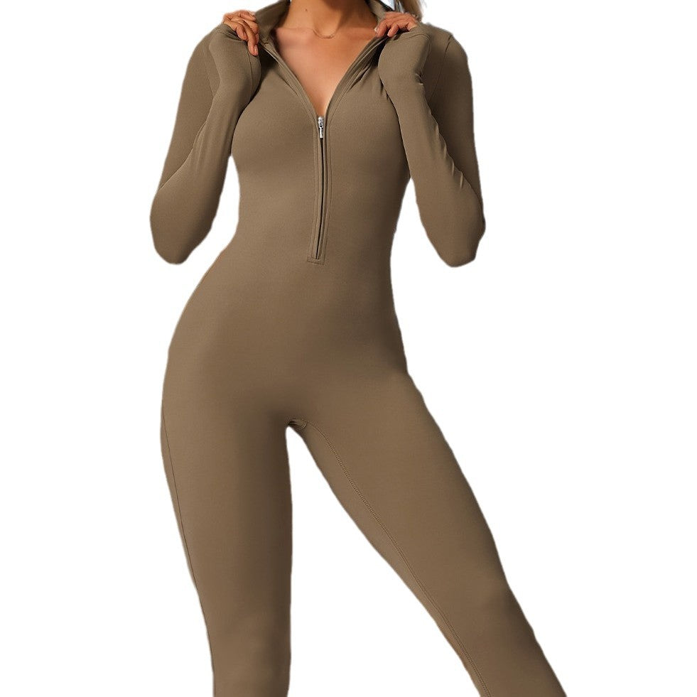 Autumn Winter Long-Sleeved Long Zipper Yoga One-Piece Sports Fitness Tight Fitting Women Jumpsuit 8