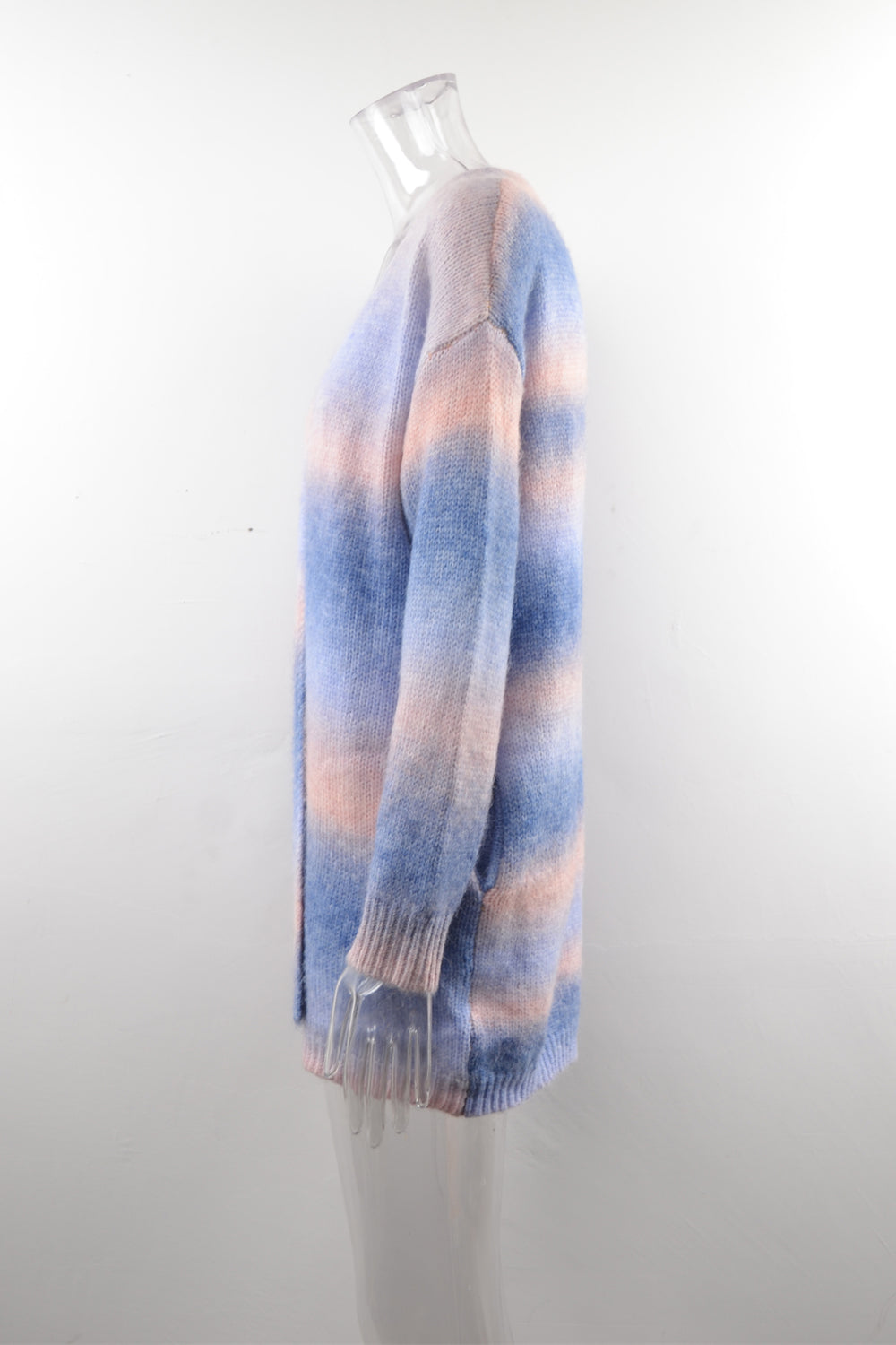 Winter Sweater Rainbow Tie Dye Plus Size Cardigan Women's Knitting Shirt Jacket 27