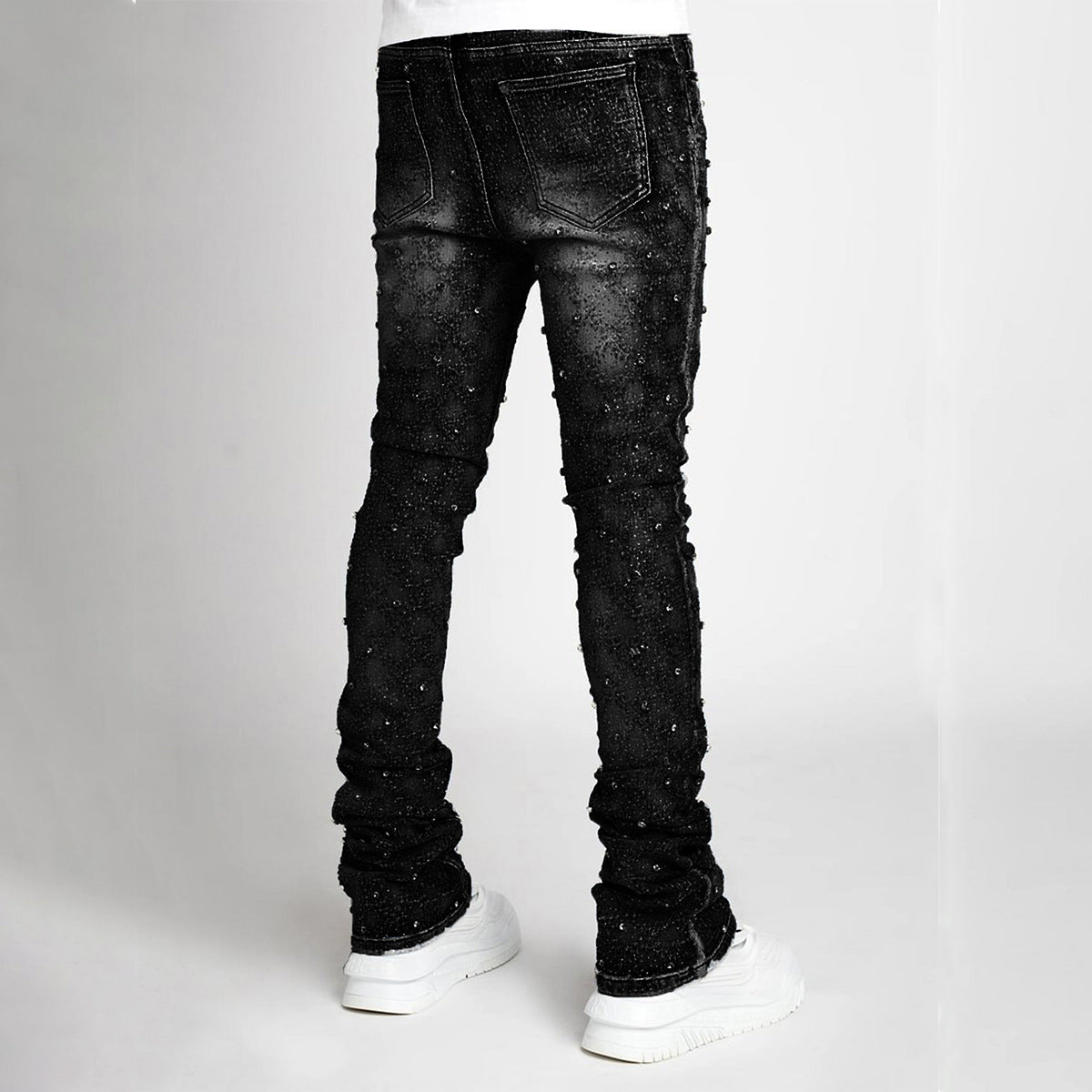 Men's Fashion Style Straight Denim Pants Fashionable Stretch Pearl Men's Jeans 5