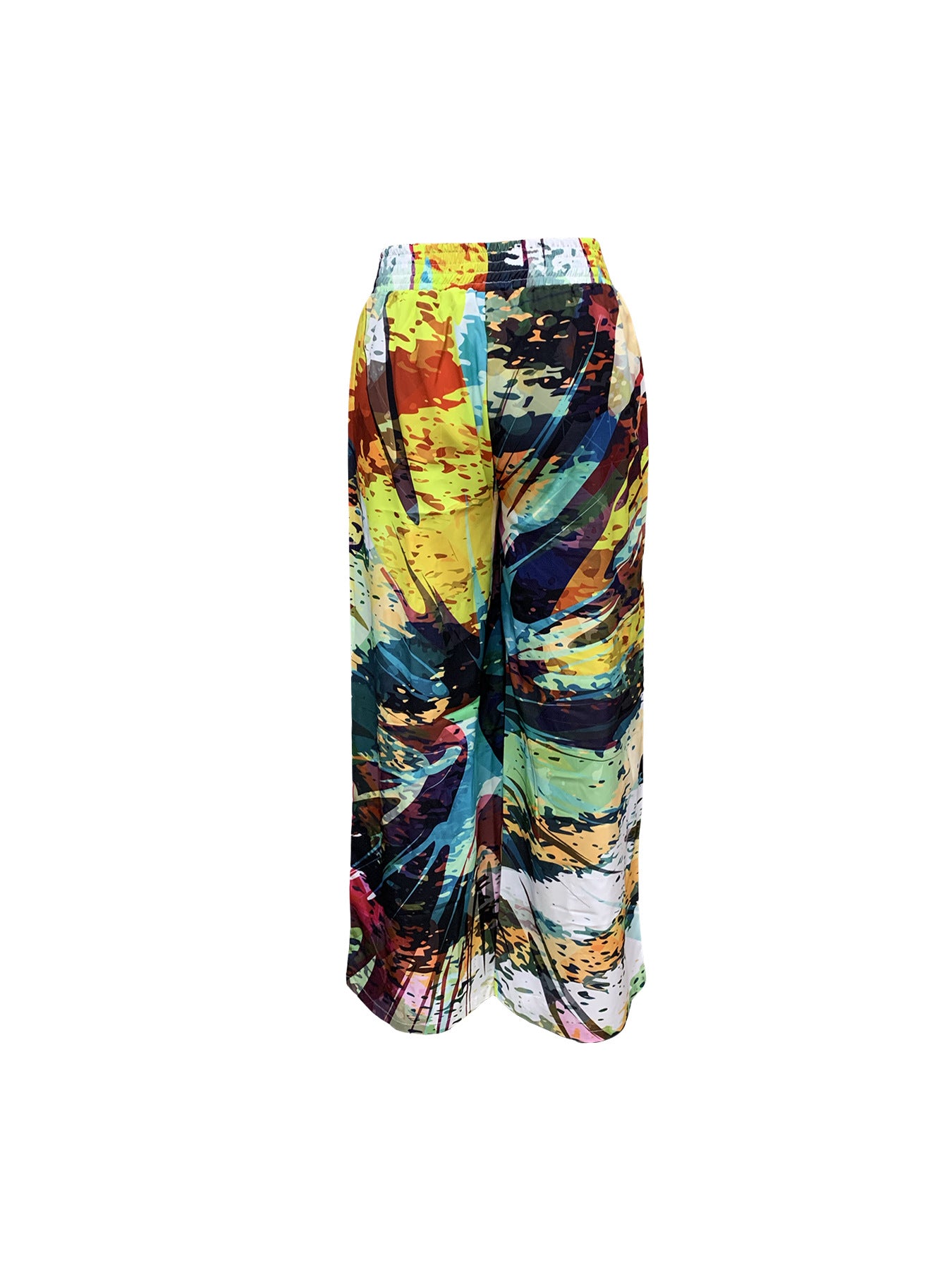 Spring and Summer Casual Print Slim Waist Wide Leg Pants 5