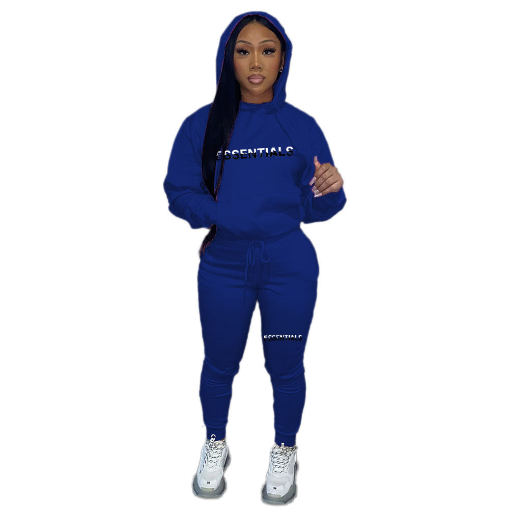 Women's Fleece Hoodies Women's Two Piece Hoodie Casual Print Tracksuit 18