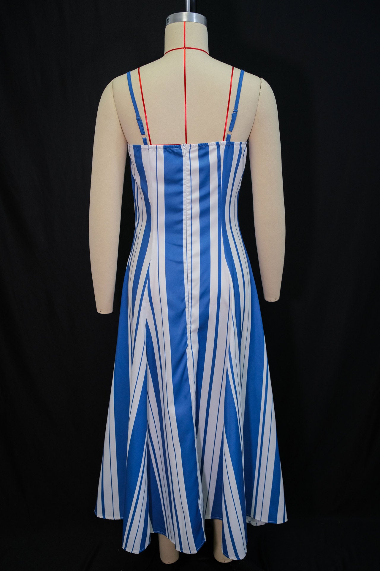 Women's Autumn Fashion Elegant Strap Striped Flared Dress 10