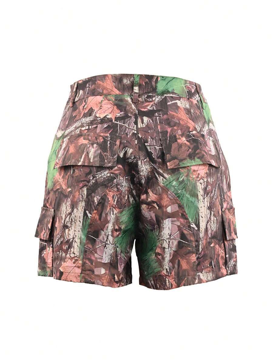 Summer Women's Camouflage Print Cargo Shorts 7
