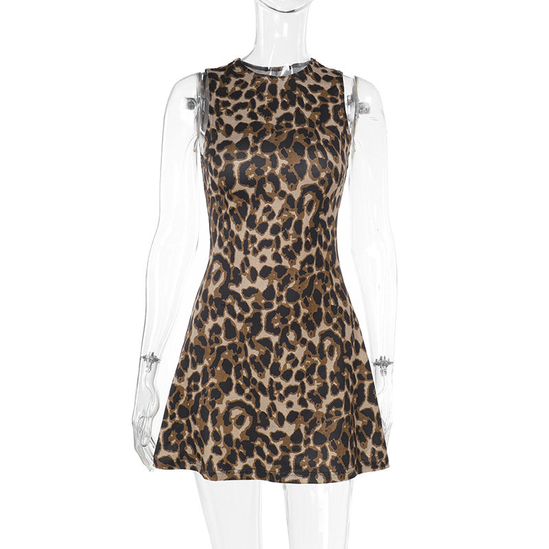 Women spring sexy vest leopard print dress 8