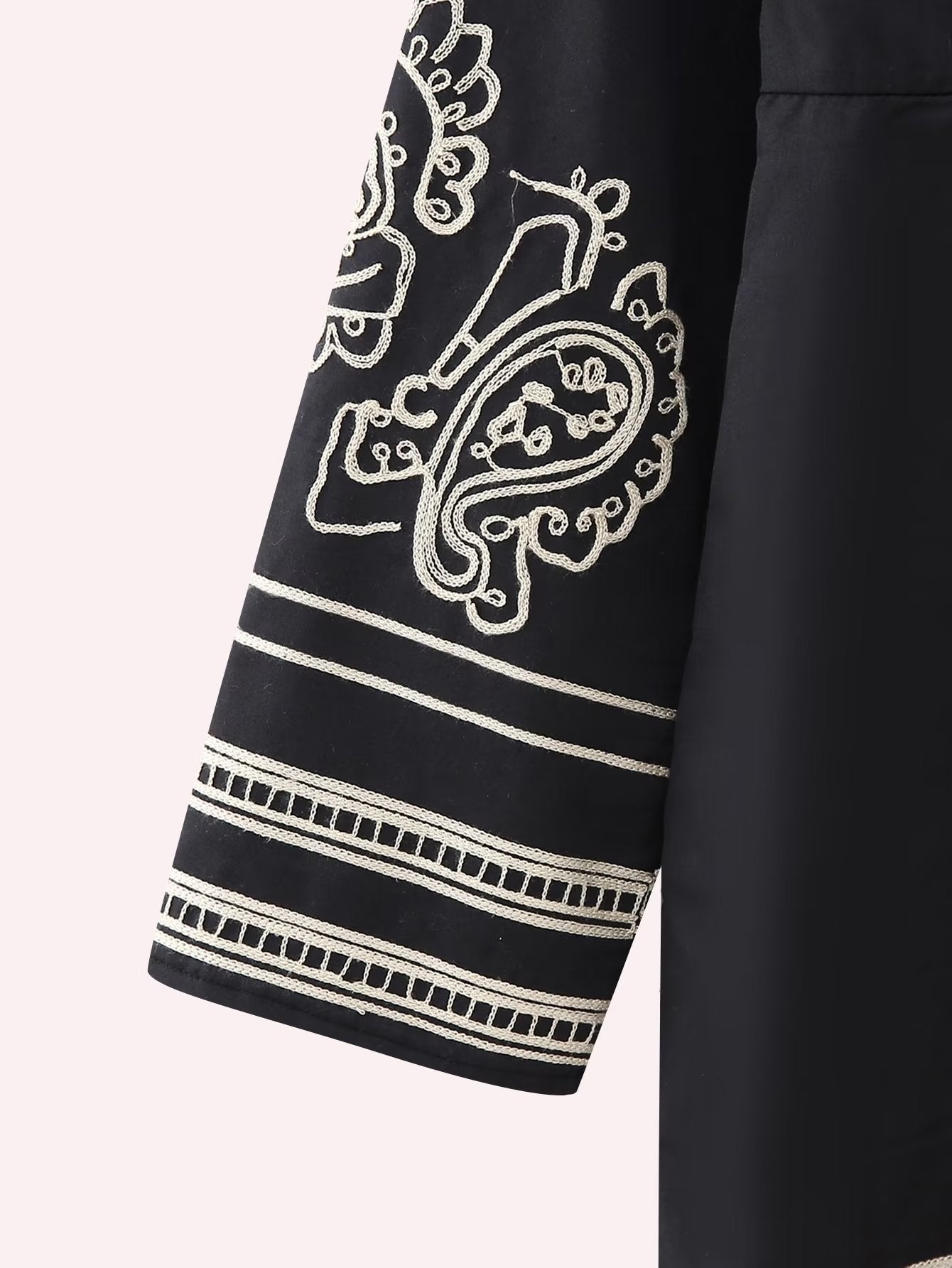 Autumn Women's Black Long Sleeve Embroidered Loose Dress 18