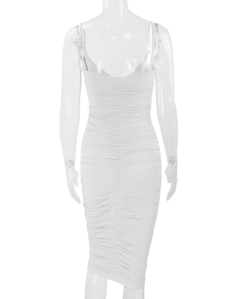 Women Sexy Backless Suspender Dress V-neck Bodycon Dress 17