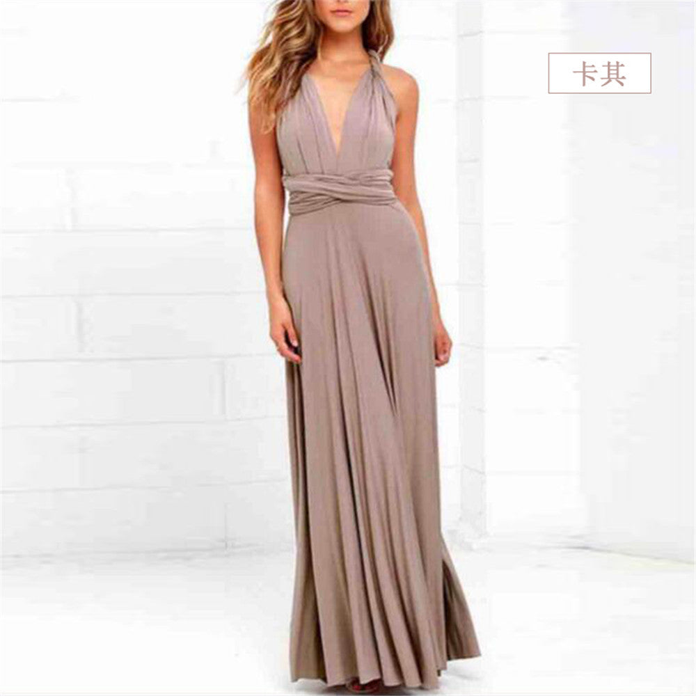 Women Sexy Cross Backless Bandage Long Dress 46
