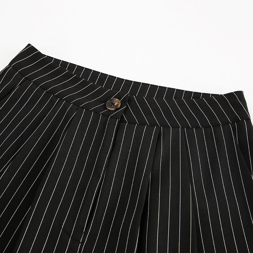 Summer Black And White Striped Chic Career Sleeveless Vest Pants Fashion Two-Piece Set 11