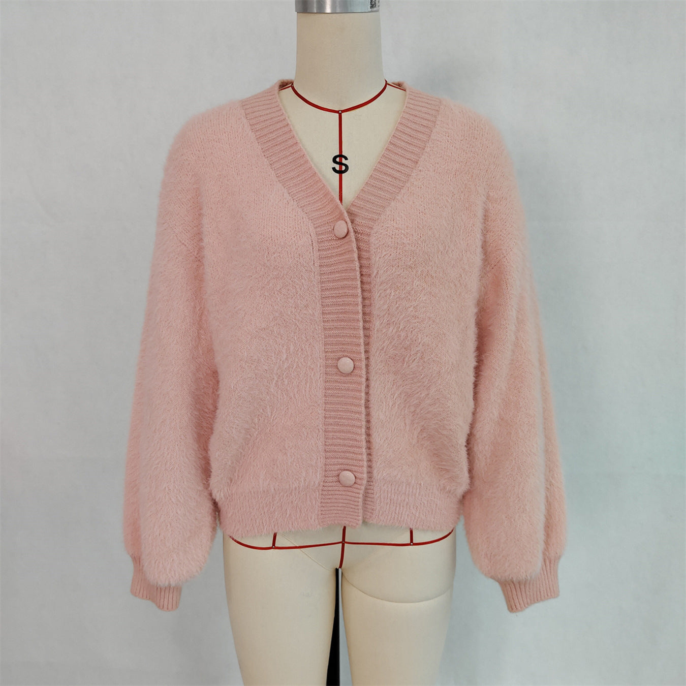 Women autumn/winter casual furry V-neck solid sweater 43