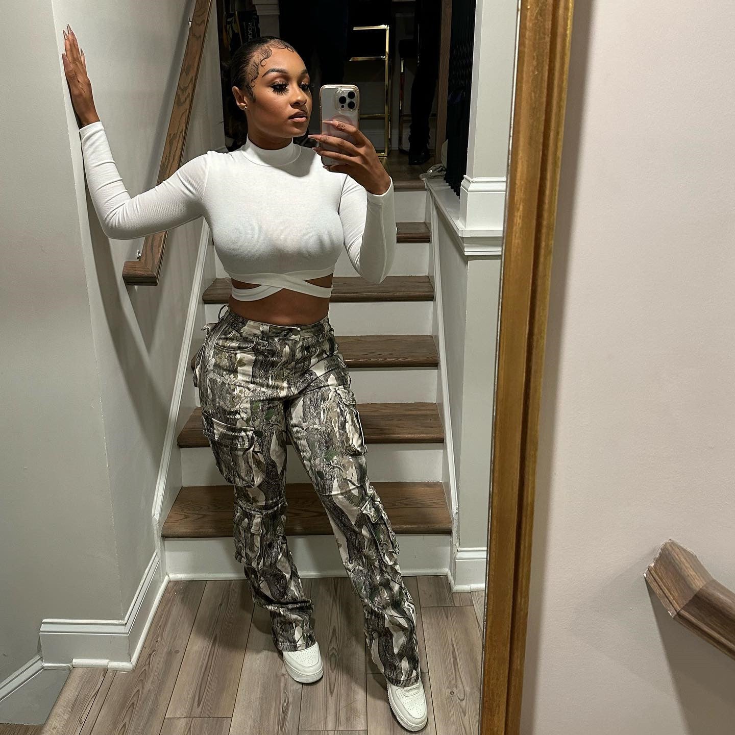 Women Patchwork Camouflage Print Casual Pant 5