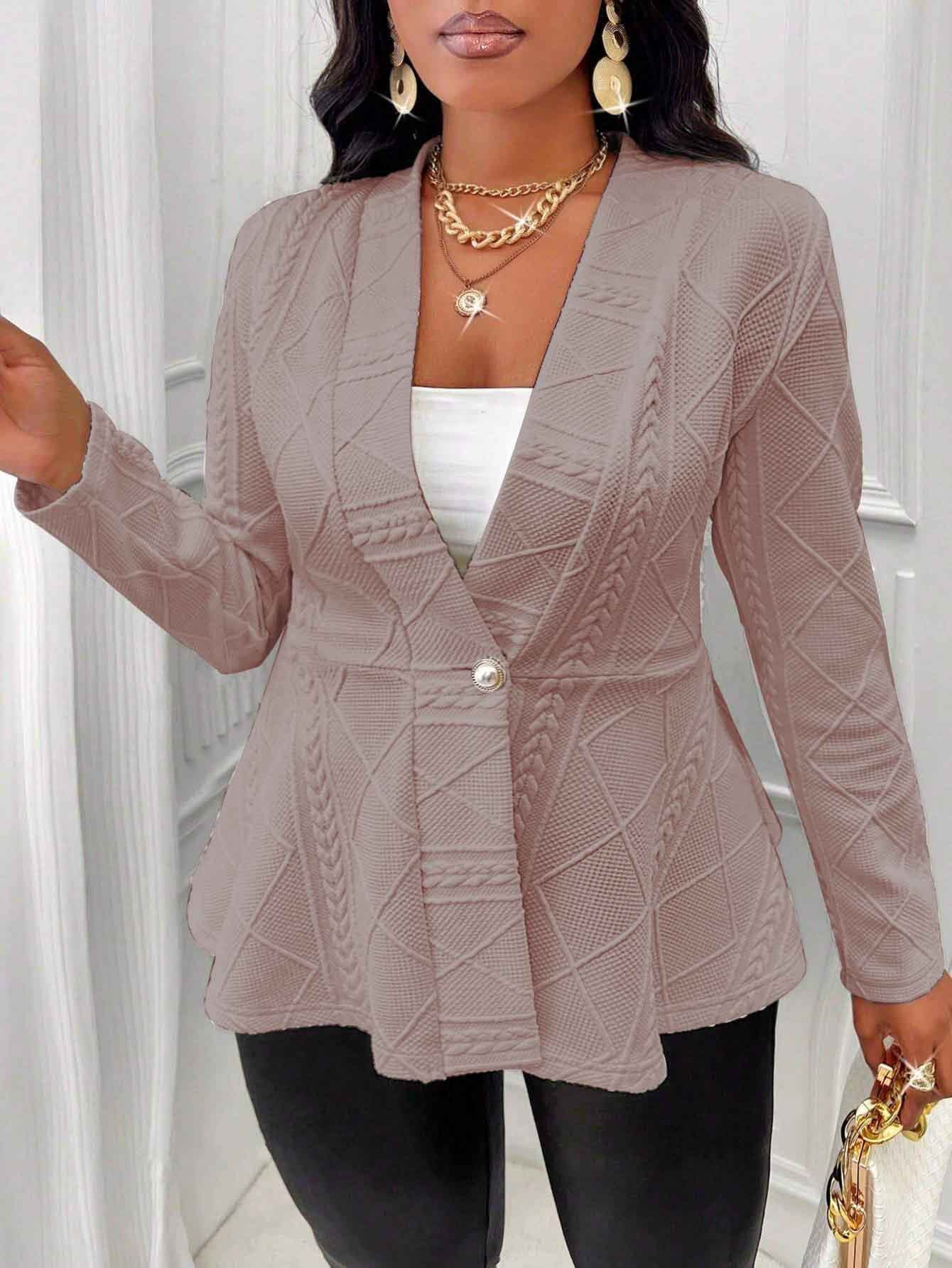 Women single button long sleeve Blazer 7