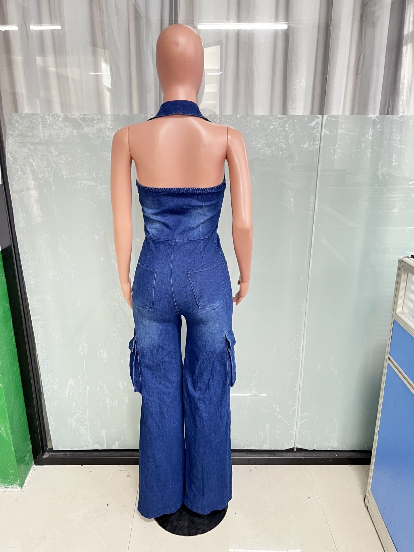 Women stretch denim jumpsuit 6
