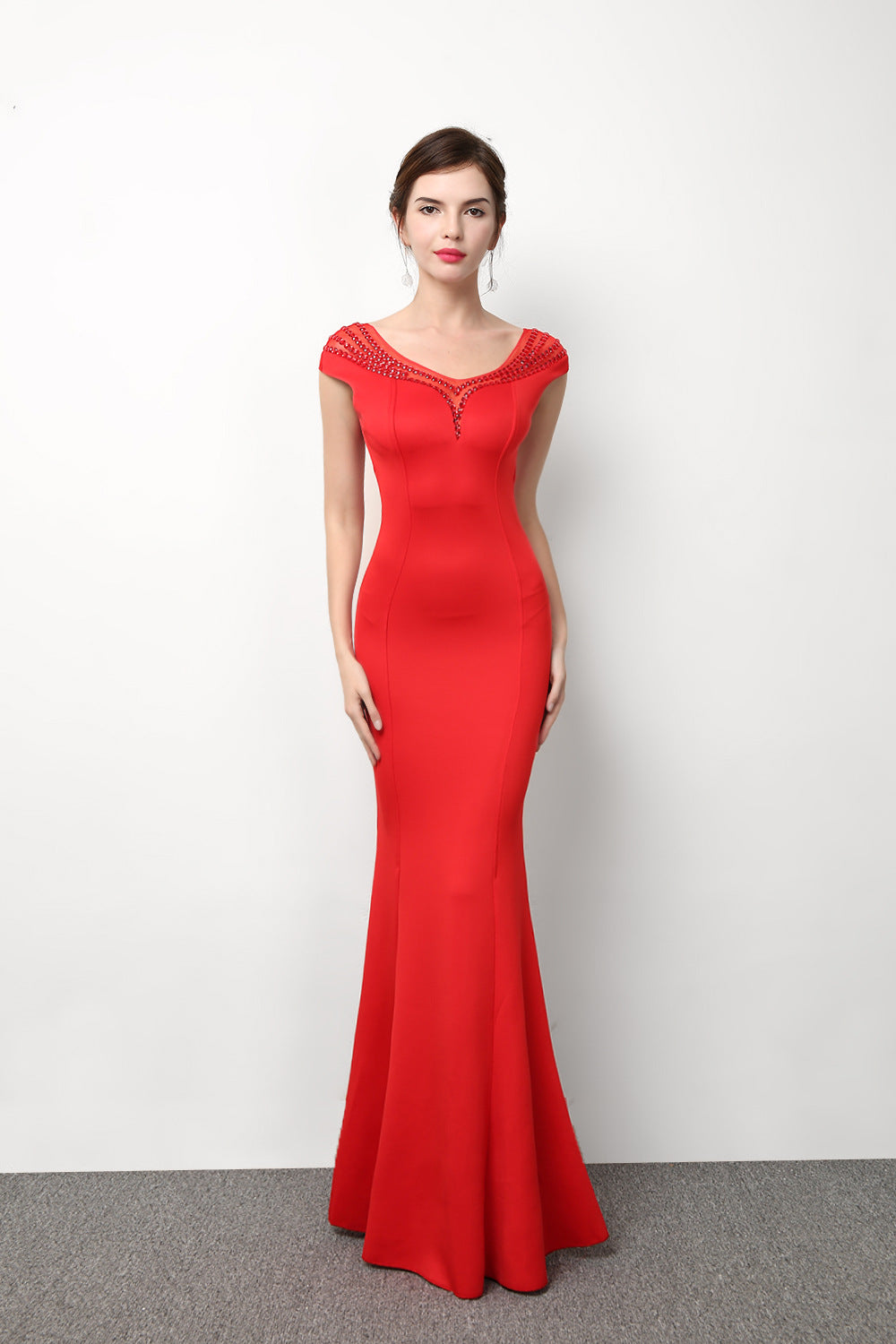 Ladies Formal Party Elegant V Neck Evening Dress 3