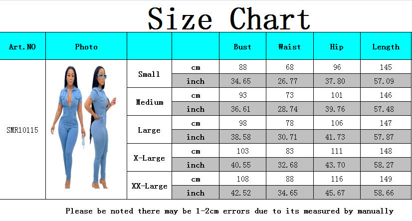 Casual Fashion Denim Ladies Fitting Jumpsuit 8