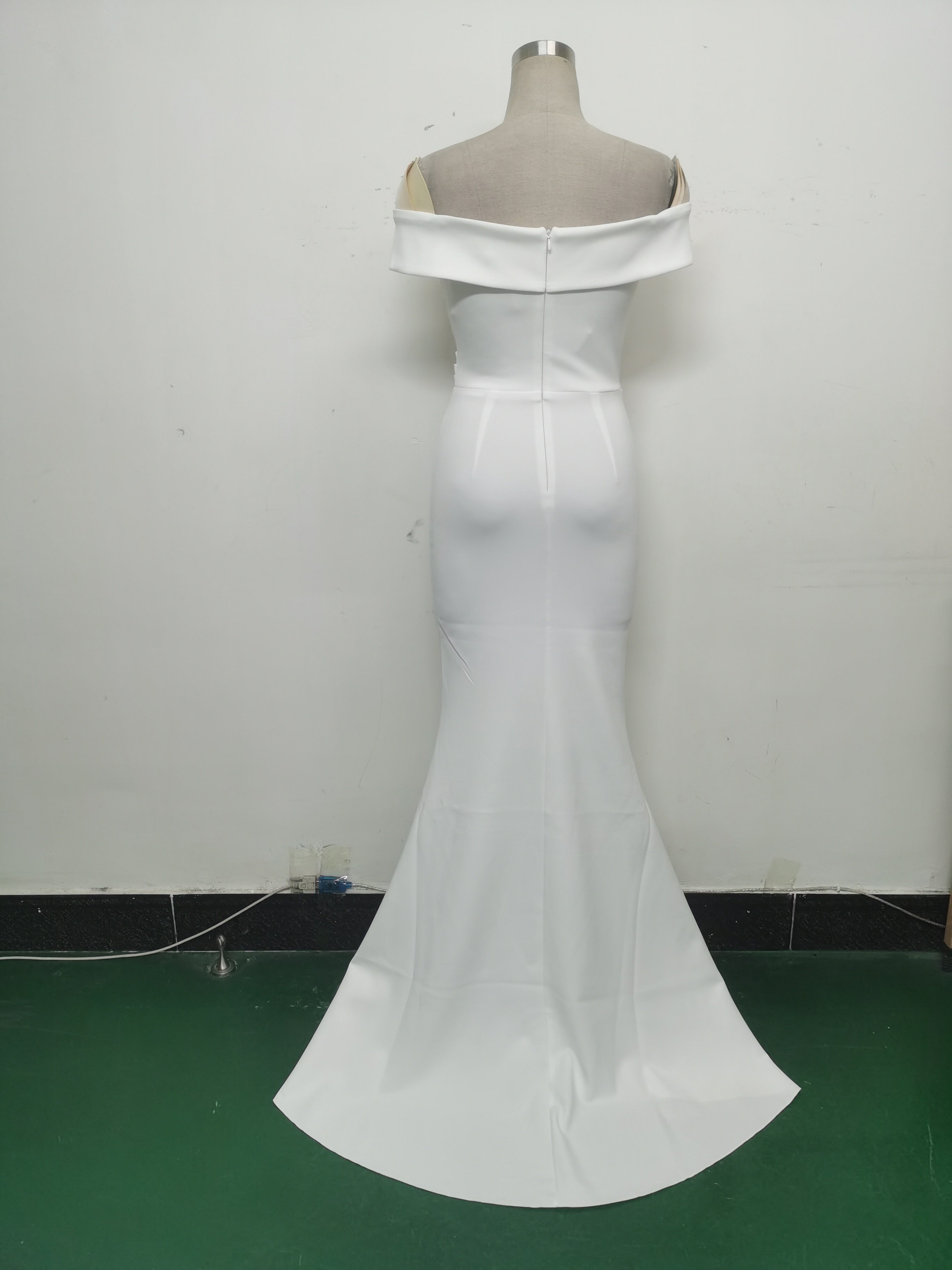 Women Off Shoulder split fishtail evening dress 20