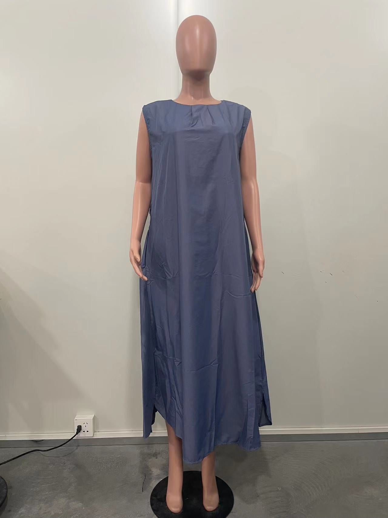 Reversible Pleated Long Solid Color Women's Dress 10