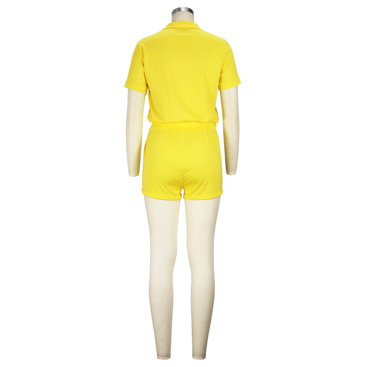 Spring Summer Fashion Sports Two-piece Women's Short Sleeve Zipper Top Shorts Set 35