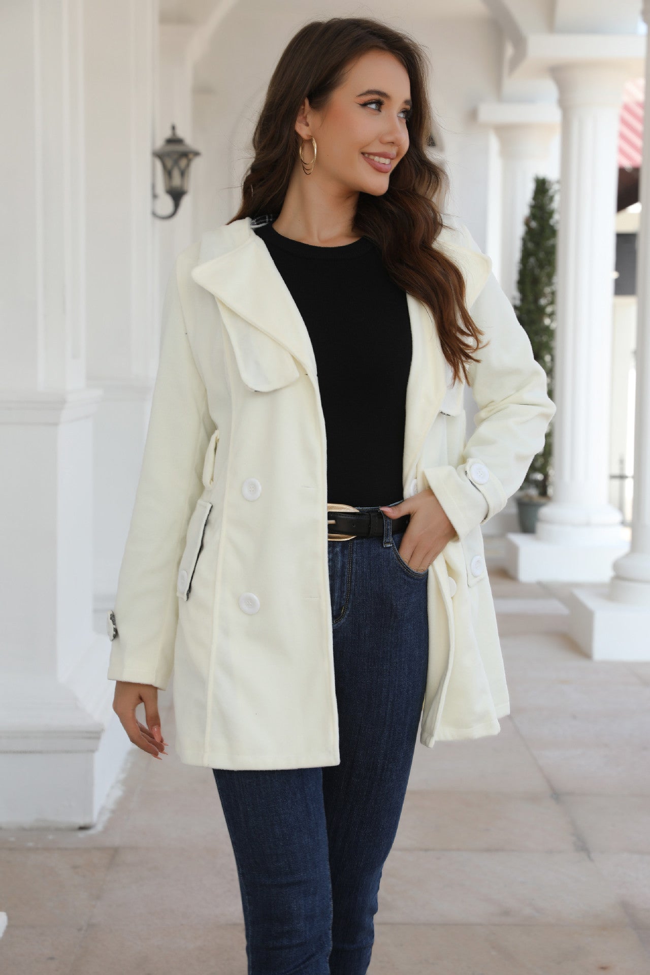 Women plaid hooded jacket 3