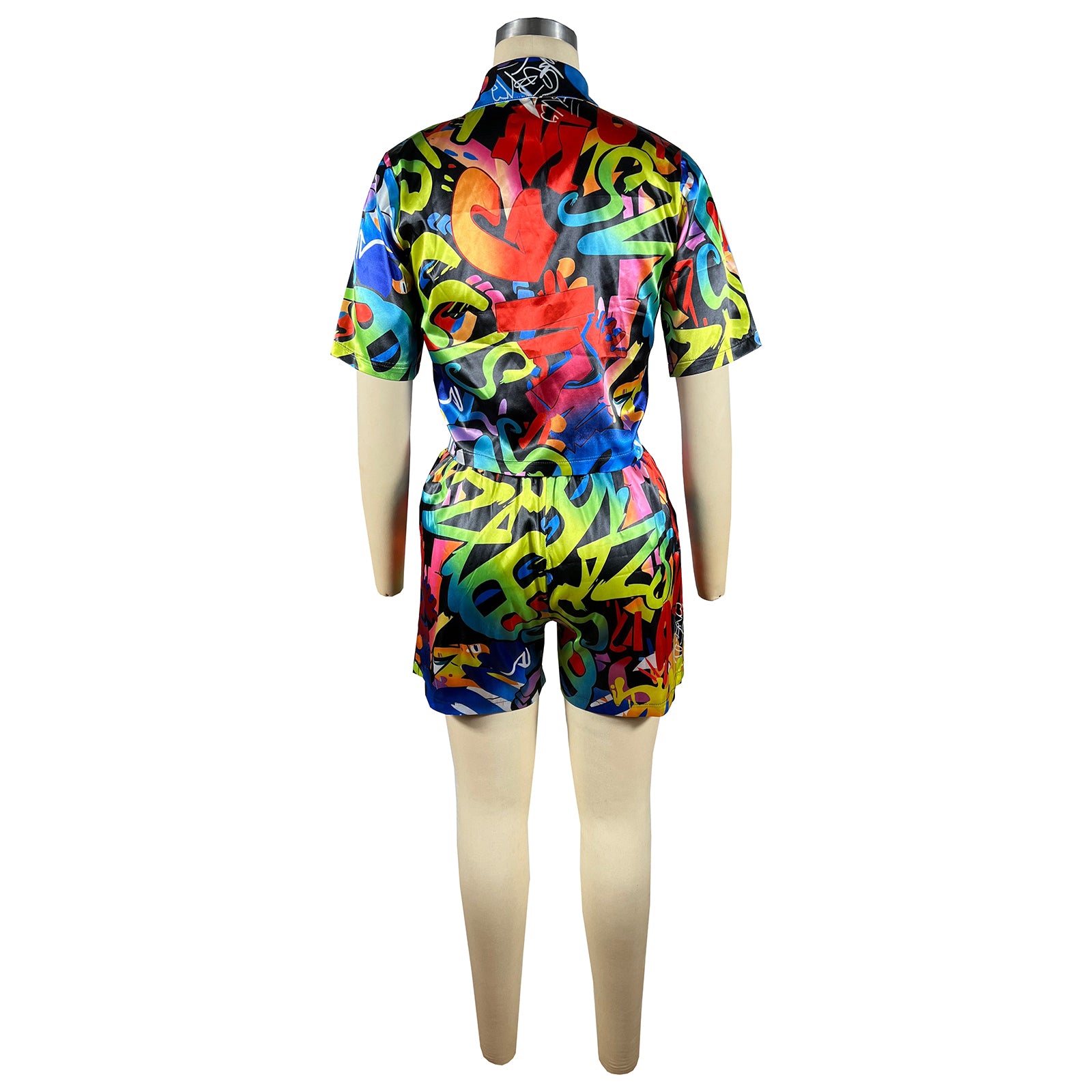 Women'S Clothes Printed Short Sleeve Shirt Shorts Set Two Piece Set 16