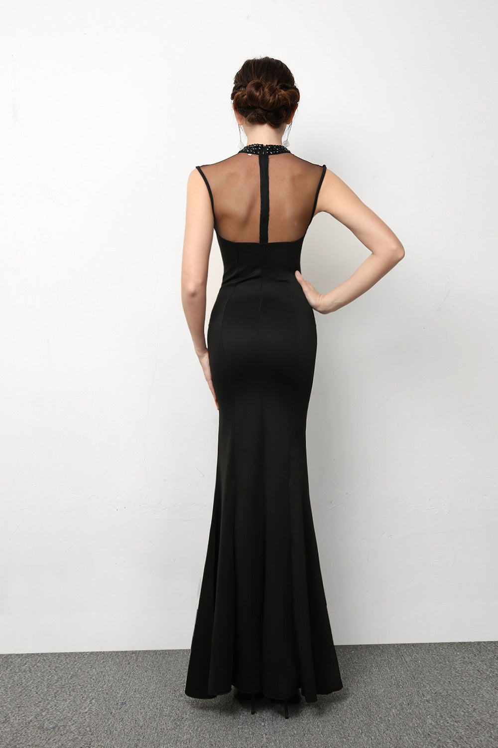 Women Formal Party Mermaid Black Evening Dress 7