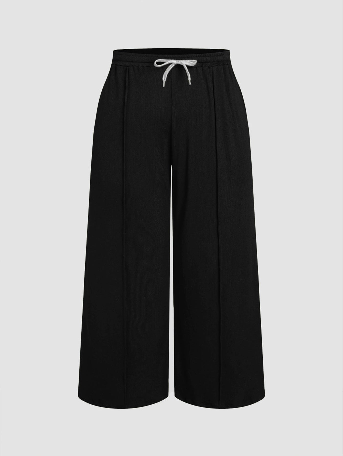 Plus Size Women's Autumn And Winter Elastic Waist Casual Versatile Drawstring High Waist Straight Pants 6
