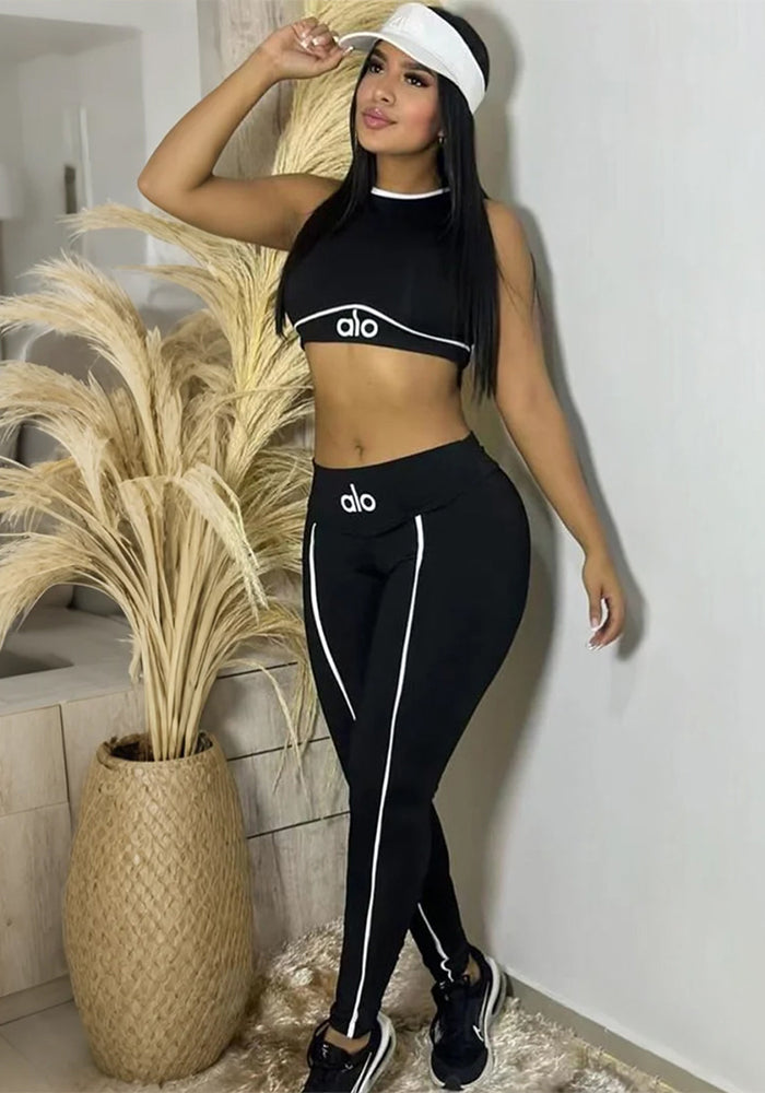 Women's Casual Anti-Shock Running Yoga Sports Fitness Two-Piece Pants Set