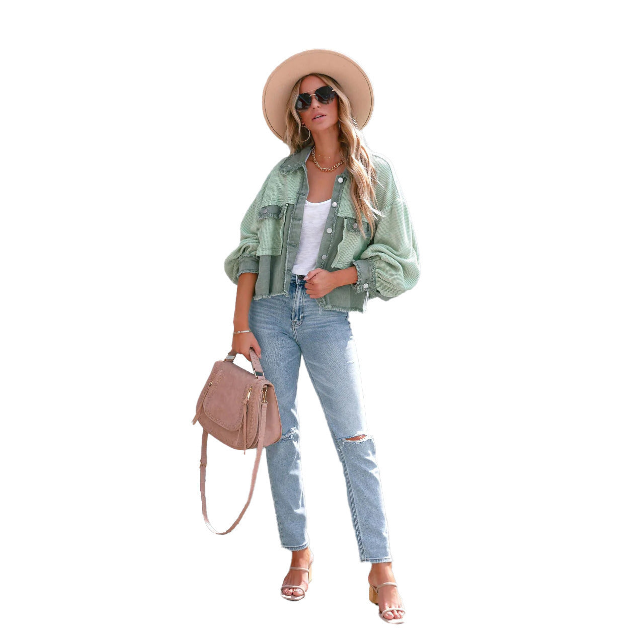 Autumn Winter Waffle Patchwork Casual Fashion Jacket 31