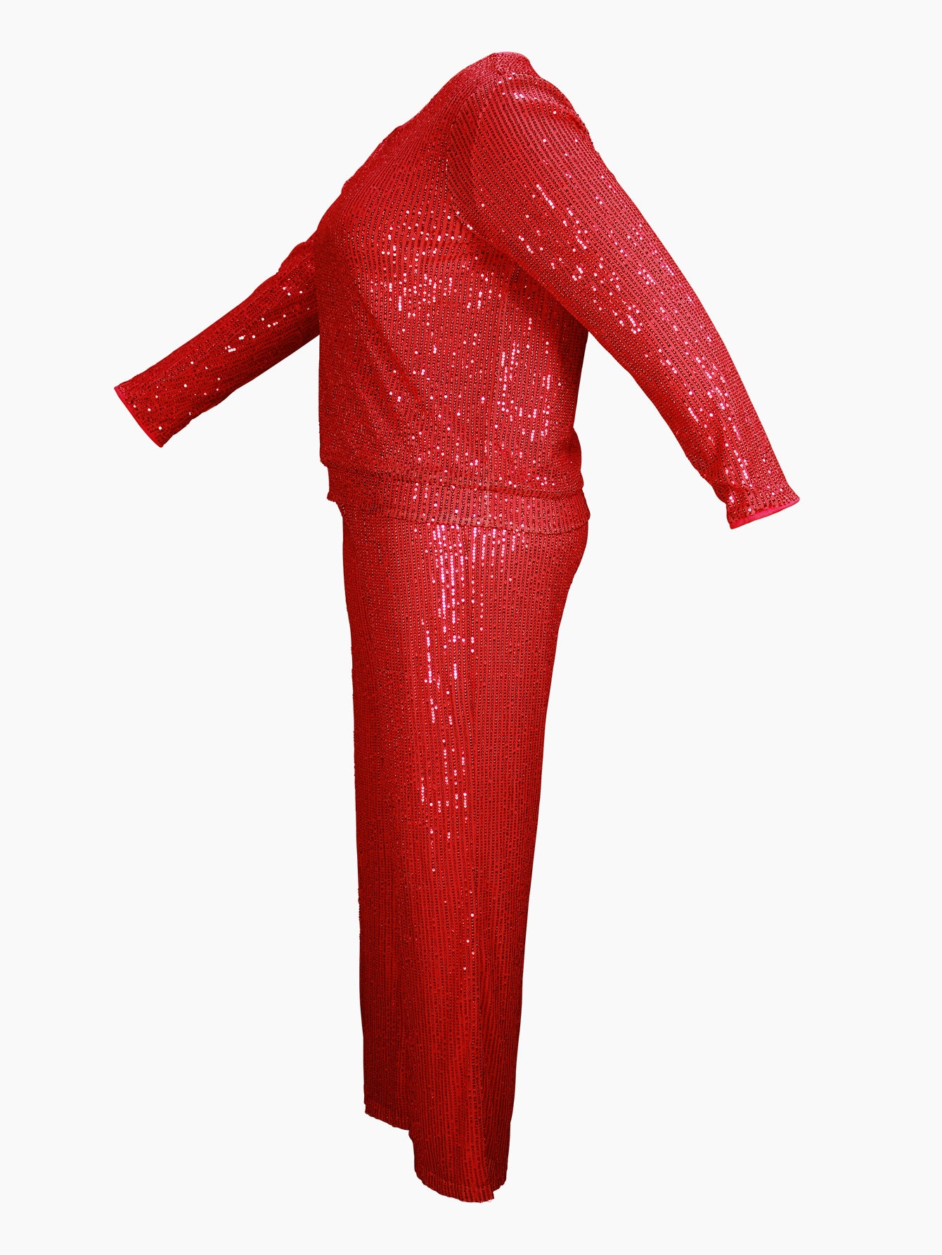 Autumn Women's Fashion Elegant Short Sleeve Round Neck Sequin Party Wear Casual Two Piece Pants Set 12