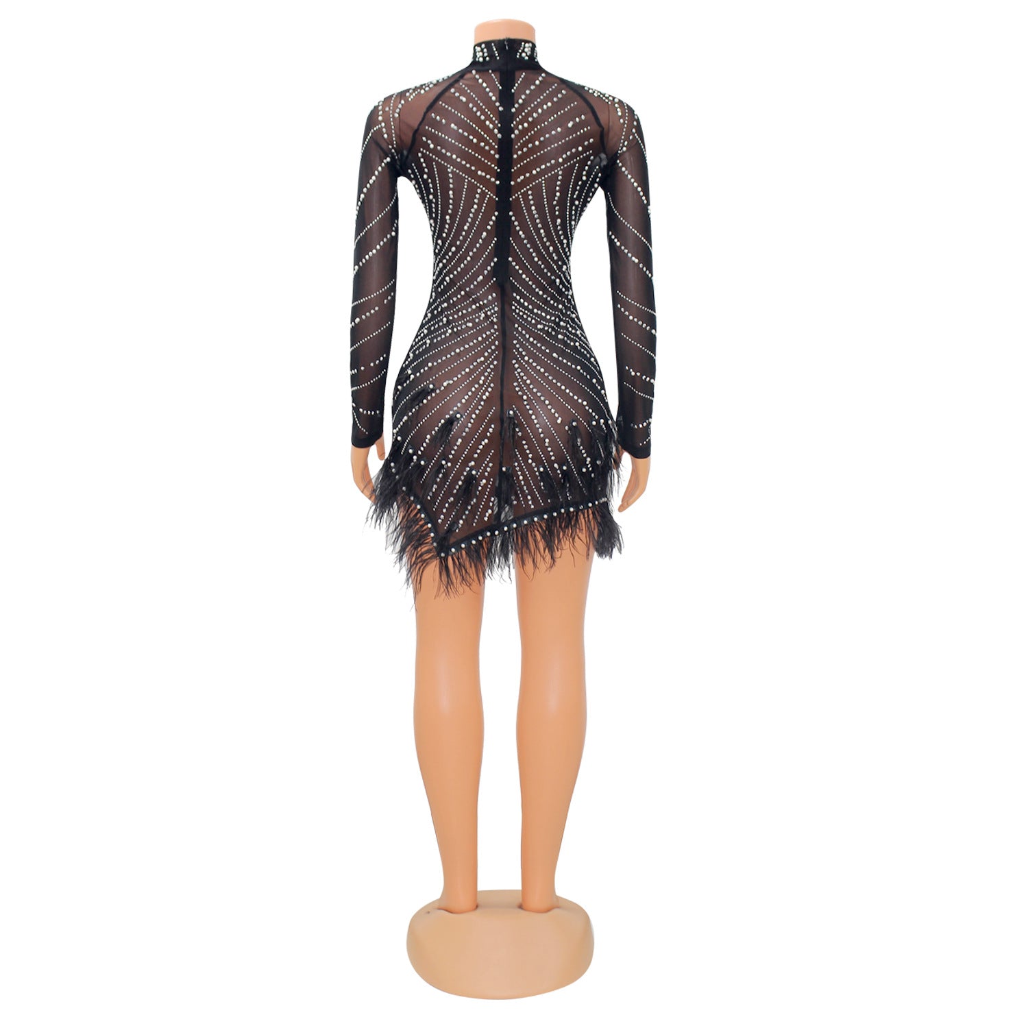 women's fashion sexy beaded dress with feather 20
